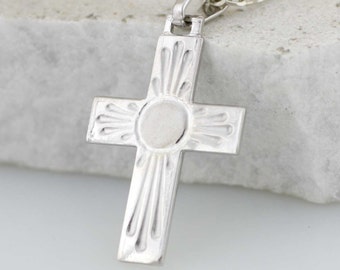 Cross Necklace, Sterling Silver Cross Necklace, Cross Pendants, Silver Italian Cross, Silver Crucifix , Crucifix Charm, Sun Cross Necklace