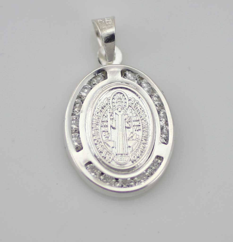 Sterling Silver Saint Benedict Medal With Cz St Benedict - Etsy