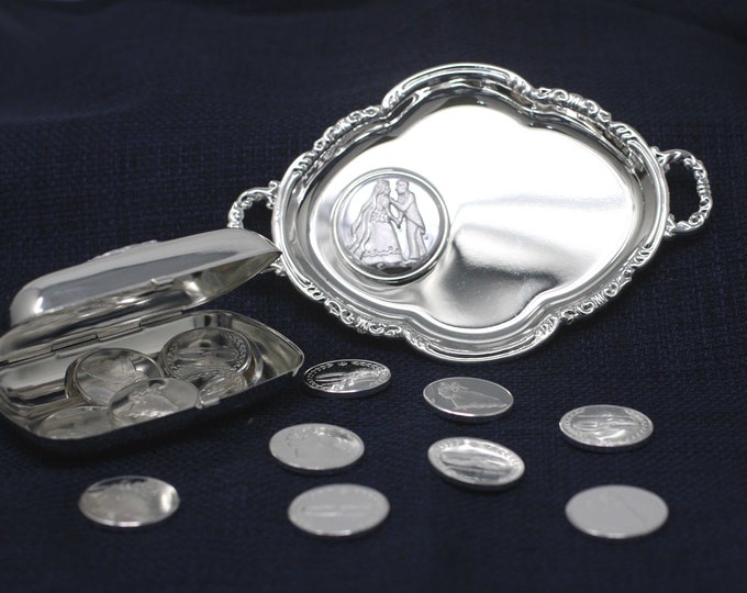 Wedding Traditional Arras Box With 13 Coins Wedding, Silver Plate Box ...