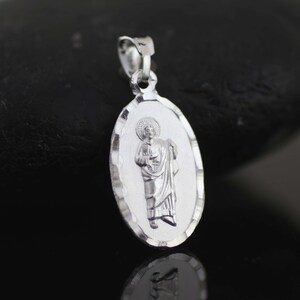 St. Jude Medal, Saint Jude Necklace, Sterling Silver St Jude Necklace, Silver Double Side Medal Saint Jude with Guadalupe or St. Jude Medal