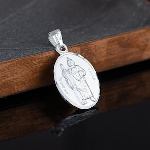 St. Jude Medal, Saint Jude Necklace, Sterling Silver St Jude Necklace, Silver Double Side Medal Saint Jude with Guadalupe or St. Jude Medal