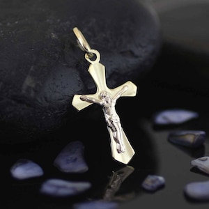 14k Gold Solid Cross Necklace, Gold Cross Necklace, Small Cross Pendant, 14K Cross Necklace, Solid Gold Cross, First Communion, Religious