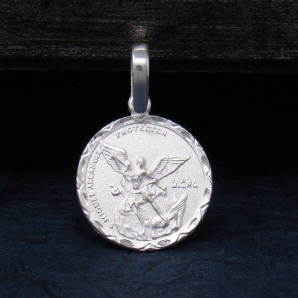 Sterling Silver St. Michael Necklace, Saint Michael Archangel Pendant. Small St Michael Medal. Sterling Silver Medal, St Michael Prayer