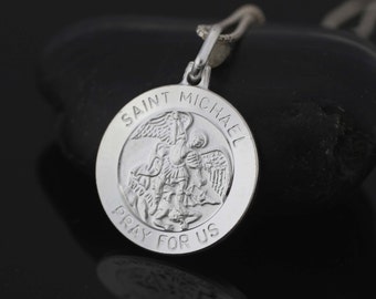 Sterling Silver St. Michael Necklace, Saint Michael Archangel Pendant. St. Michael Medal. Sterling Silver Medal. St Michael Prayer