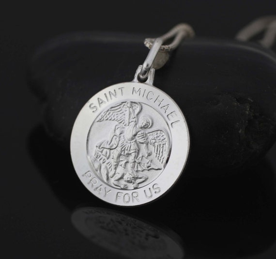 Sterling Silver St. Michael Necklace, Saint Michael Archangel Pendant. St. Michael Medal. Sterling Silver Medal. St Michael Prayer