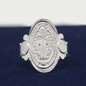Saint Benedict Ring, Sterling Silver Saint Benedict Ring, Sterling Silver 925 San Benito, Sterling Silver St Benedict, Catholic Jewelry