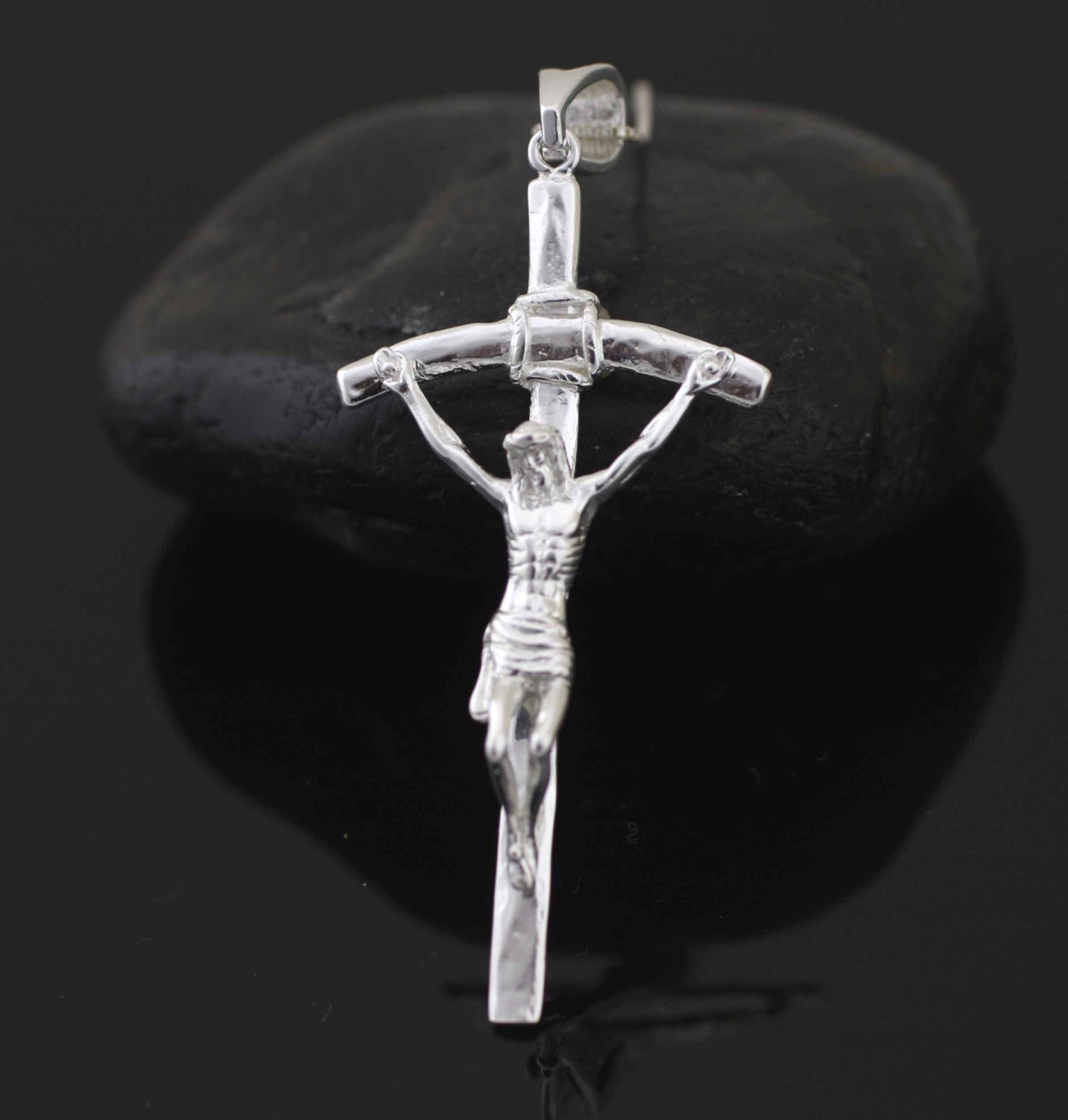 Silver Large Cross Necklace Sterling Silver Large Crucifix Etsy UK