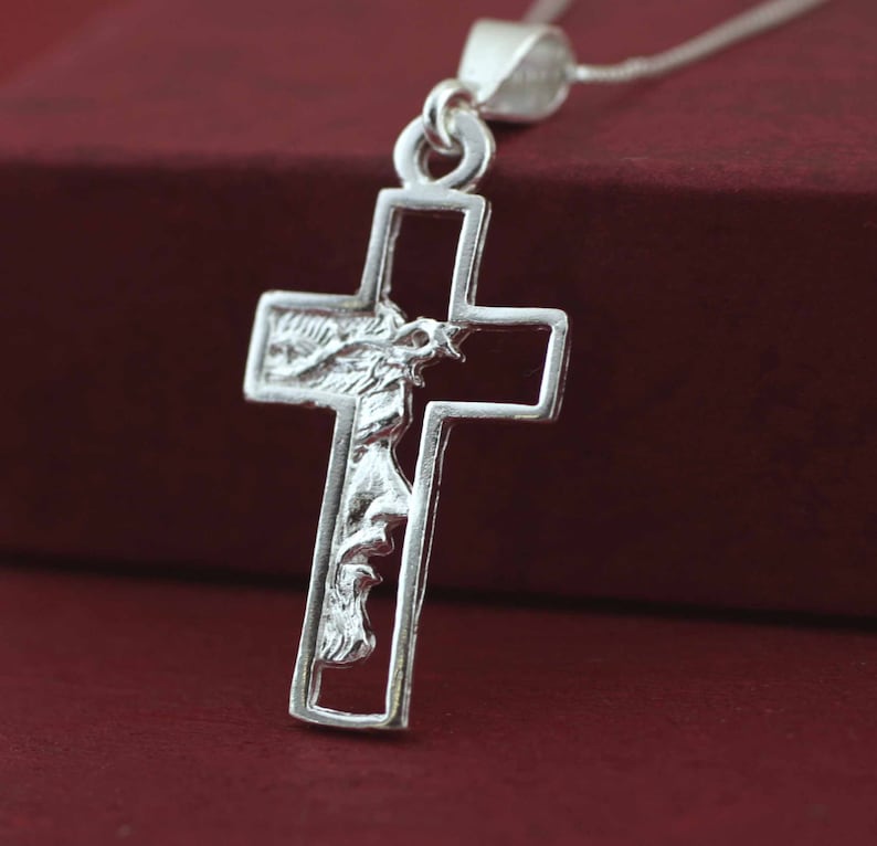 Silver Cross Necklace Sterling Silver Small Cross Necklace Etsy