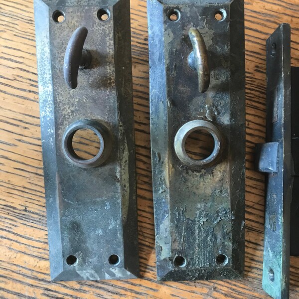 Brass Interior Russwin Mortise Lock, Knob, and Door Plate Set