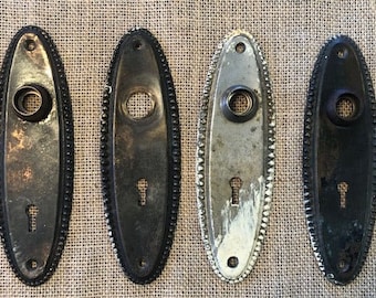 Antique Oval Brass Doorknob Backplate - 7"