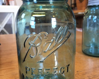 Antique Aqua Ball Perfect Mason C. 1910-1923