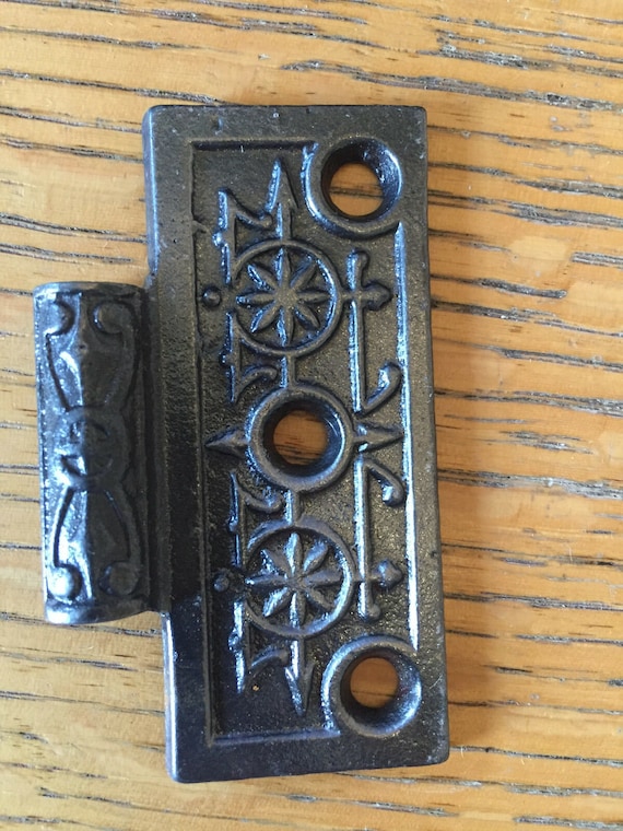 left side Antique 3 1//2 x 3 cast iron hinge