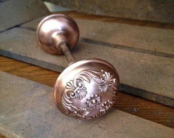 Antique decorative flower brass doorknob set hardware