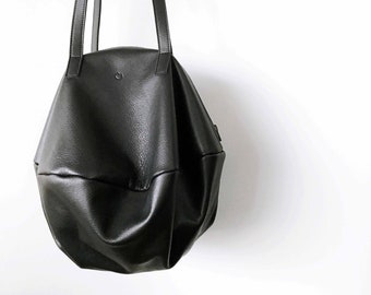 black leather sack bag, leather shoulder bag, large black leather bag, leather backpack bag, large travel bag, original leather bag