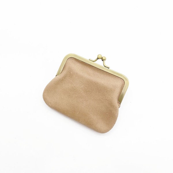 vintage sand leather purse, original leather purse/card holder, vintage brown leather wallet, minimal leather purse, sand leather purse