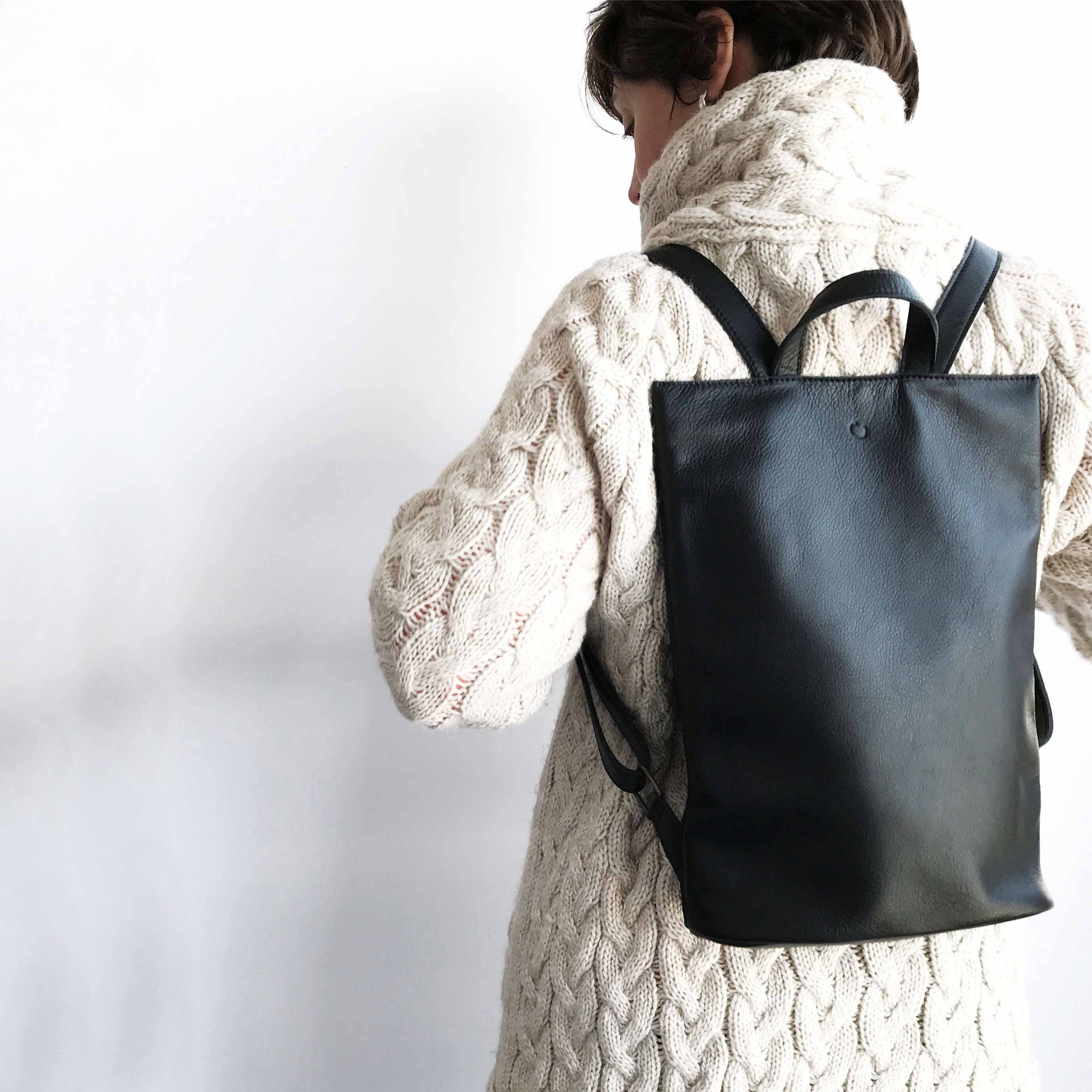 minimalist leather backpack