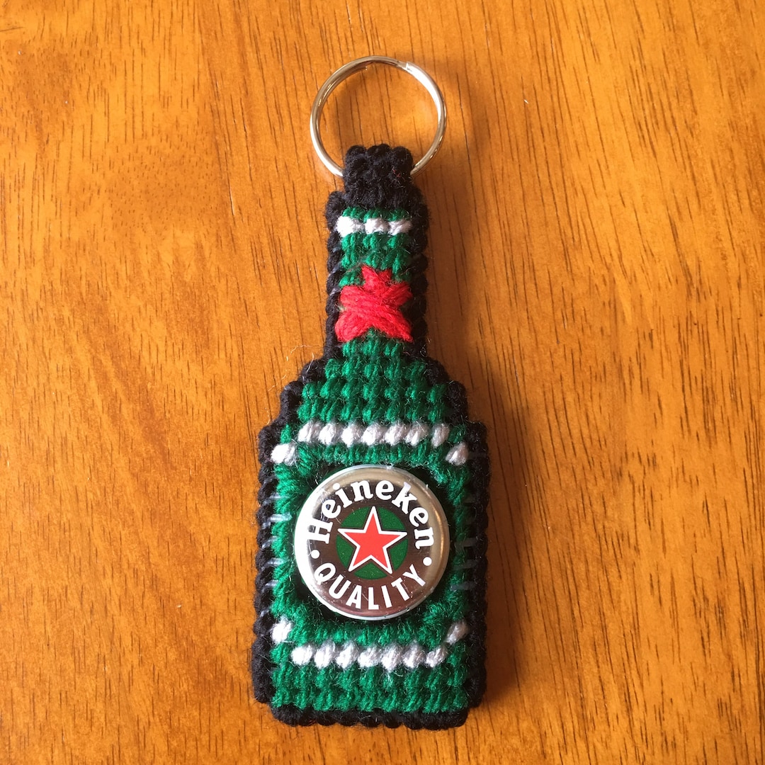 Plastic Canvas Beer BOTTLE CAP KEYCHAIN Etsy