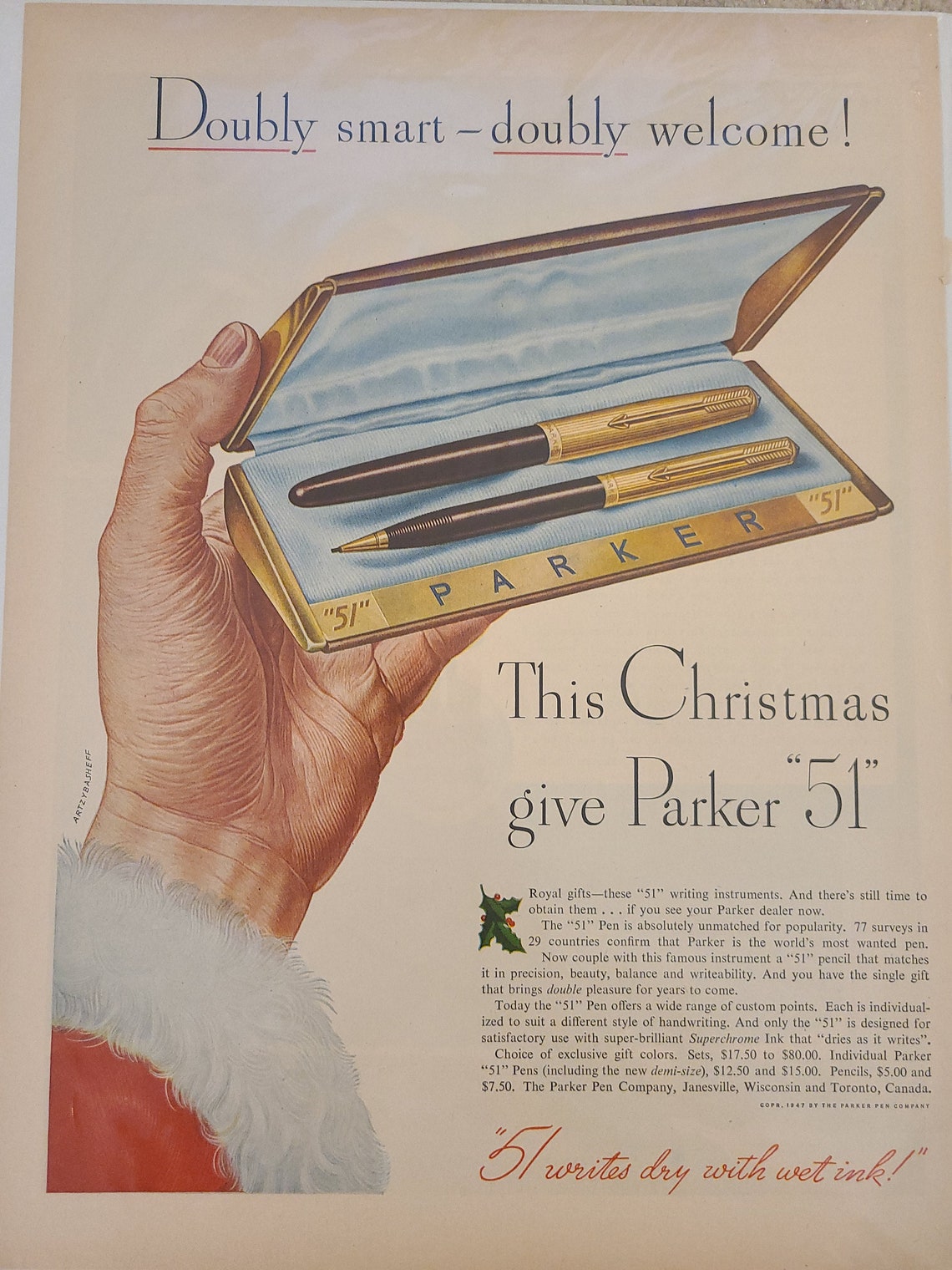 Lot of 5 Parker Fountain Pen Vintage Magazine Ads Etsy