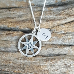 Sterling Silver Compass Necklace, Traveler&#39;s Necklace, Personalized Necklace, Journey Necklace, Birthday Gift, Mother&#39;s Gift