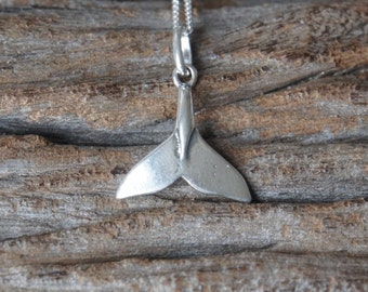 Sterling Silver Whale Tail Necklace, Nautical Charm, Ocean Themed Charm, Beach Charm