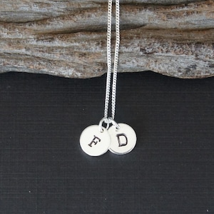 Sterling Silver Initial Necklace, Personalized Necklace, Customized Necklace, Hand Stamped, Metal Stamping