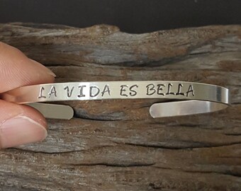 Sterling Silver Cuff Bracelet, Skinny Cuff, Personalized Bracelet, Hand Stamped, Cuff Bangle, Customized Cuff