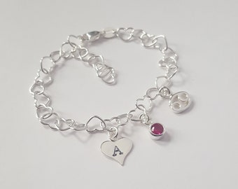 Sterling silver Constellation Bracelet, Birthstone Bracelet, Initial charm bracelet, Zodiac sign bracelet, Birthday Gift, Kid's Gift