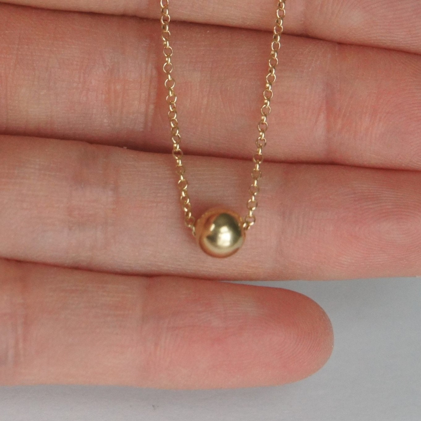 Gold Filled Bead Necklace, Single Bead Necklace, Gold Bead Necklace
