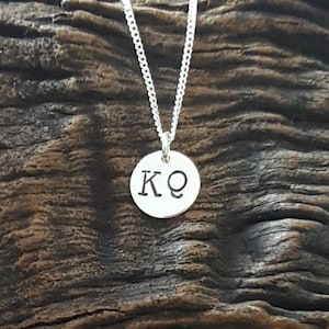 Sterling Silver Initial Necklace, Personalized Necklace, Customized Necklace, Hand Stamped, Metal Stamping