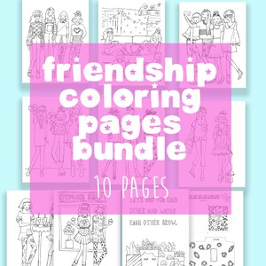 Pacote Amizade | amizade, gentileza | páginas para colorir, ilustração de moda, colorir, cor, meninas, crianças