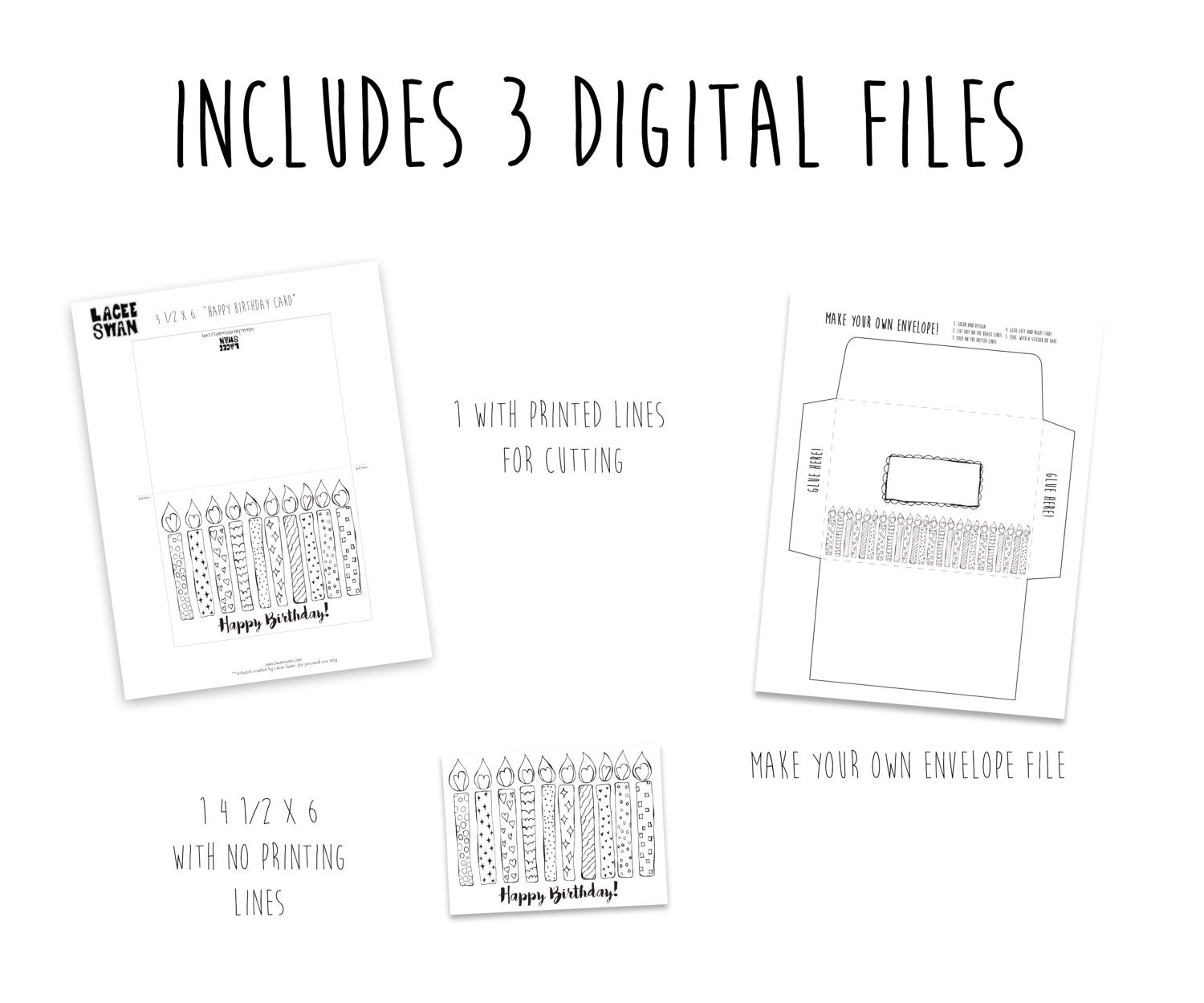 Printable Happy Birthday Coloring Greeting Card, Birthday Greeting Card