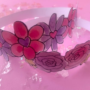 Printable Coloring Paper flower crown, floral crown, watercolor craft, kids coloring craft, birthday crown, kids activity image 7