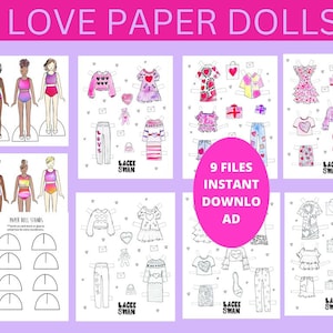 Paper Doll Printable PDF LOVE Printable Paper Paper Dolls Paper Doll ...