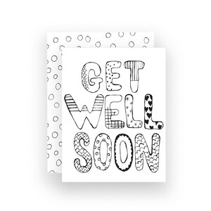 Printable Greeting Card "get Well Soon", Kids Coloring Page, Line Art ...