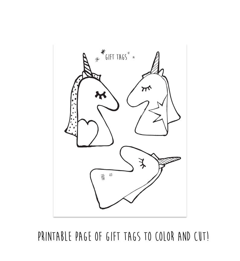 Printable Coloring Unicorn Gift Tags, Kids Coloring Craft, Coloring for ...