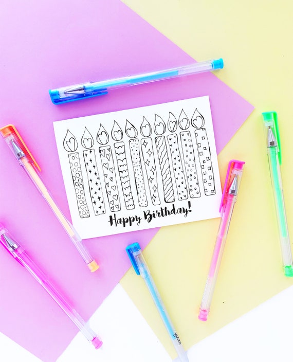 Printable Happy Birthday Coloring Greeting Card Birthday