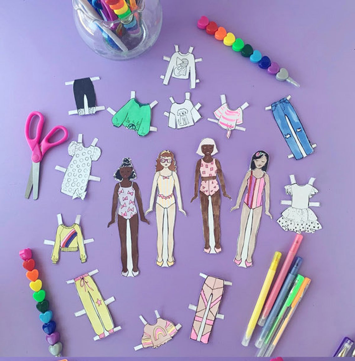 Paper Doll Coloring Pages PDF Printable Paper Paper Dolls Paper Doll ...
