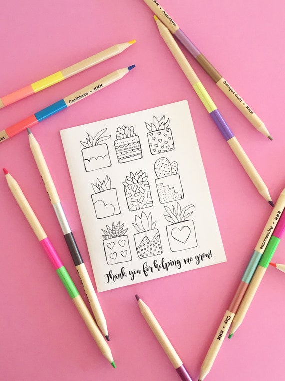 For Teacher Coloring Card Helping Me Grow Kids Etsy