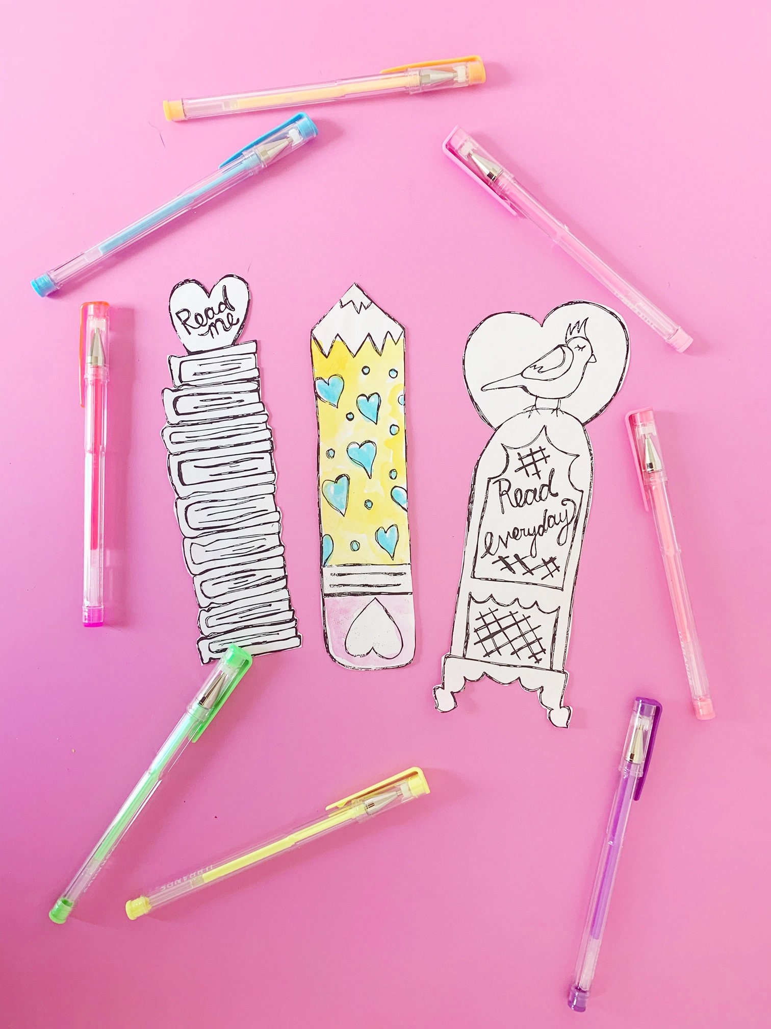 Printable Coloring Bookworm Bookmarks kids coloring craft | Etsy