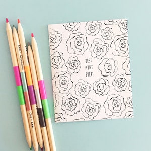 Best Aunt Ever Coloring Card Printable | Kids Coloring Card, Line Art ...
