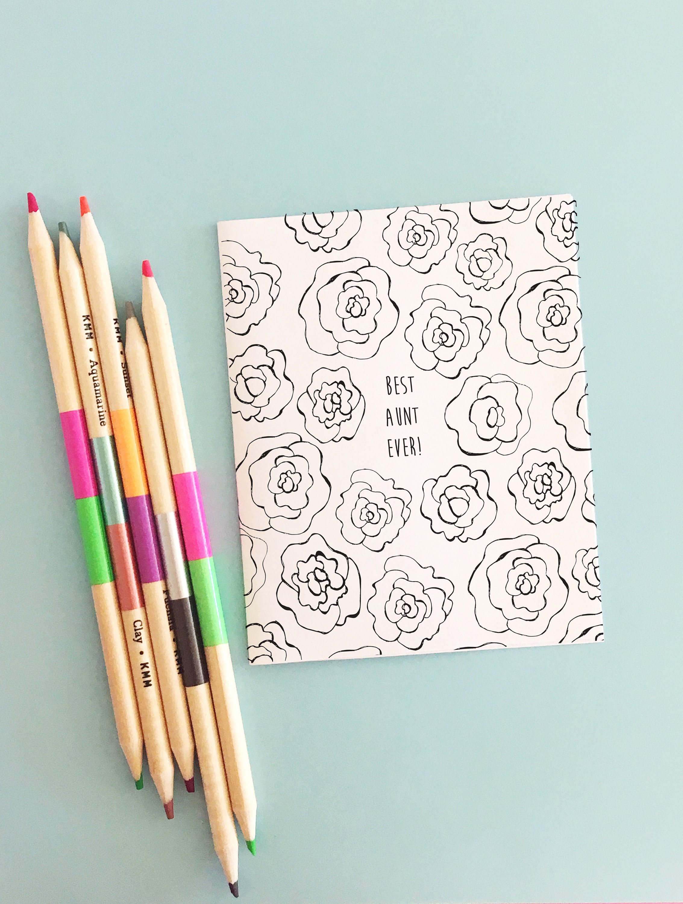 Best Aunt Ever Coloring Card Printable Kids Coloring Card, Line Art