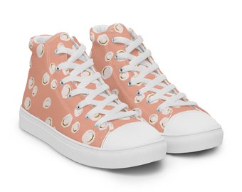 Women's polka dot high-top shoes, colorful bridal canvas sneakers, pink high top converse sneakers, comfortable bridal shoes, 70s boho shoes