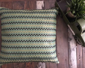 UNKOWN -- Handmade Decorative Designer Toss Accent Pillow Cushion Cover Case (Chevron Embroidery -  Black Green Gold)