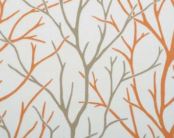 DURALEE  -- Handmade Decorative Designer Toss Accent Pillow Cushion Cover Case (Twig Tree Branch Earthy - Orange Khaki Ivory)