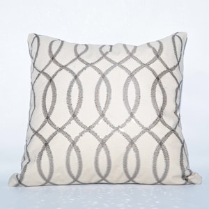 Silver Sequin -- Handmade Decorative Designer Toss Accent Pillow Cushion Cover Case (Geometric - Silver Neutral) - Fancy Elegant Glitter