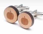 Pumpkin Wood Cufflinks Gift For Him, Wedding Gifts, Groomsman Gifts, and Personalized