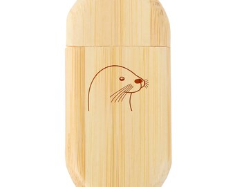 Sea Otter 8Gb Bamboo Usb Flash Drive With Rounded Corners - Wood Flash Drive With Laser Engraving - 8Gb Usb Gift For All Occasions