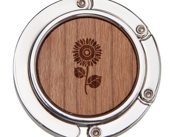 Sunflower Wooden Purse Hanger, Purse Hook, Handbag Hanger, Table Hanger, Foldable And Travel Friendly