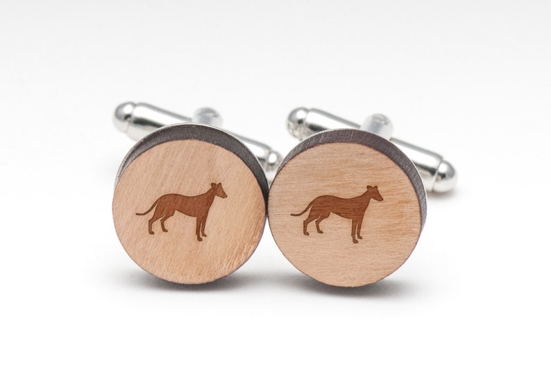 Wedding Gifts Groomsman Gifts and Personalized Whippet Wood Cufflinks Gift For Him