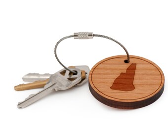 New Hampshire Keychain, Wood Keychain, Custom Keychain, Gift For Him or Her, Wedding Gifts, Groomsman Gifts, and Personalized